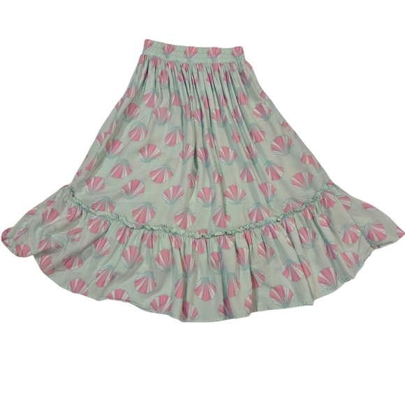 OshKosh B'gosh Girls Pink & Green Seashell Asymmetric Highlow  A-Line Skirt Sz 7 - Picture 2 of 5